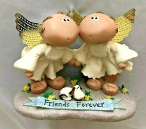 Russ Angel Cheeks 4X5" FRIENDS FOREVER Pair with Dog Figurine - Picture 1 of 5
