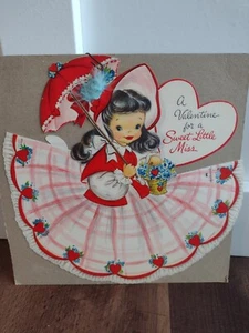 Vintage Hallmark A Valentine For a Sweet Little Miss Umbrella Hall Bros Card - Picture 1 of 7