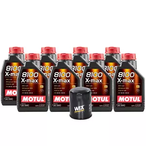 8L Motul 8100 X-MAX 0W40 Wix Filter Motor Oil Change Kit API SN - Picture 1 of 1