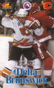 1997-98 SAINT JOHN FLAMES AHL HOCKEY POCKET SCHEDULE  - Picture 1 of 1