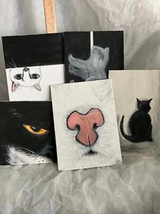 B & W Cat Friends Gemälde - 5-teilig (Set) - Bild 1 von 19