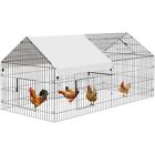 Metal Chicken Coop 86"×40"×40" Chicken Run With Waterproof Cover Portable Pou...