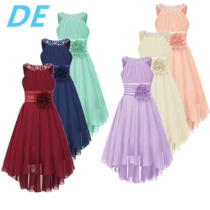 DE Kinder Mädchen Festlich Kleid Ärmellos Blumenmädchen Kleid Chiffon Partykleid - Bild 1 von 49