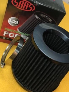 76 mm Pod air filter Universal performance Black SAAS SF1222 5 Yr Wty - Bild 1 von 7