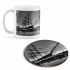 Mug & Round Coaster Set - BW - Cutty Sark Sailing Boat Ship   #39029