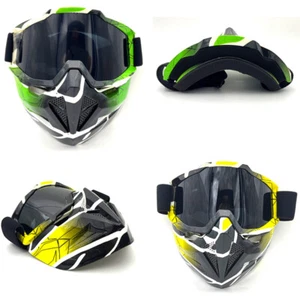 Motorcycle Detachable Face Mask Goggles Motocross Dirt Bike ATV Off-Road Eyewear - Picture 1 of 11