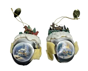 Thomas Kinkade Sleigh Bells Ornaments 2006 Ashton Drake Set of 2 With Tags - Picture 1 of 11