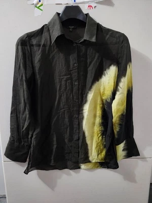 Top Massimo Dutti para mujer 2 blusa abotonada manga larga mezcla de seda ombre transparente Foto 1 de 4