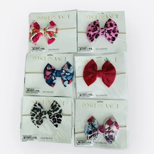 NWT Lot of 6 Posh Peanut Lulu Nylon Headband Bow Leopard Hearts Floral - Picture 1 of 1