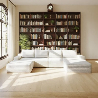 135" Boneless Couch Sectional Cloud Sofa Plush Right Facing Chaise with Ottoman - Image 1 of 4