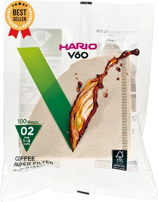 Filtros de café V60 tamaño 02 natural 100 unidades papel desechable goteo preparación verter color Foto 1 de 4