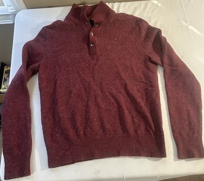 Suéter Pullover Banana Republic Lana Merino Cuello A Presión Para Hombre Mediano Granate Foto 1 de 4