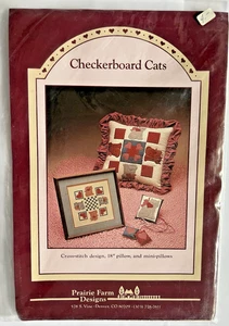 Scacchiera design fattoria prateria gatti punto croce e cuscino 18" e mini. Modello - Foto 1 di 4