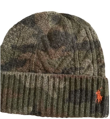 Polo Ralph Lauren Sombrero Gorro Camuflaje Naranja Poni Invierno Sombrero Foto 1 de 4