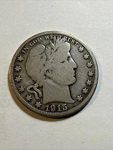 Barber Half Dollar 1915 sehr guter Zustand schöne Münze siehe Bilder 7161 - Bild 1 von 12
