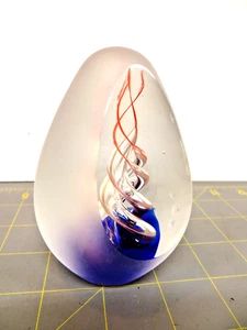 Vintage Handarbeit Kunst Glas Briefbeschwerer Spirale Geschenk ungewöhnlich schwer alter Fund GC - Bild 1 von 12