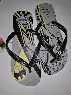 Havaianas Mens Batman Logo Flip Flops Grey  New Size 10-11 Licensed DC Comics - Image 1 of 4