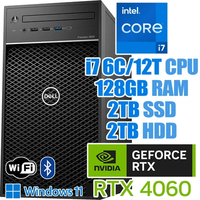 Dell Precision 3630 Windows 11 PC┃RTX 4060┃i7-8700┃128GB RAM┃2TB SSD┃2TB HDD - Image 1 of 4