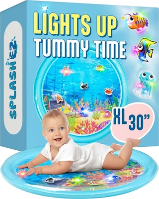 Estera de agua iluminada para bebés, 30" X-grande alfombra de agua para bebés tiempo abdominal Foto 1 de 4