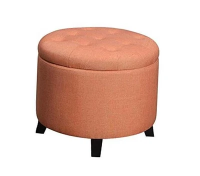  Designs4Comfort Round Storage Ottoman 19.75" - Versatile Coral Fabric - Image 1 of 4