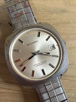 Vintage Bucherer Automatic 1837 Chronometer 36mm Mens Watch As Is  C923 - Image 1 of 4