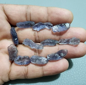 Lote de 11 piezas de piedras preciosas sueltas crudas de iolita azul rara de alta calidad tamaño 16-22 mm - Imagen 1 de 5
