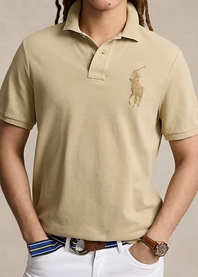 Polo Ralph Lauren Men's SZ L Beige Big Pony Classic Fit Mesh Polo Shirt - Image 1 of 3