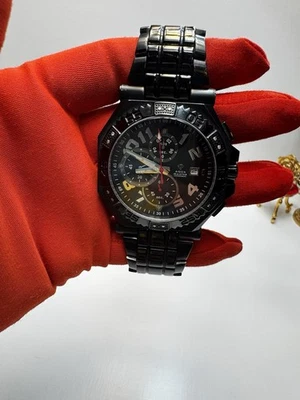 Aqua Master Black Stainless Steel Chronograph Watch Japan Movt 47mm Works Great - Image 1 of 4