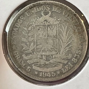 Silbermünze Venezuela 1 Bolivar 1945 F5711 - Bild 1 von 2