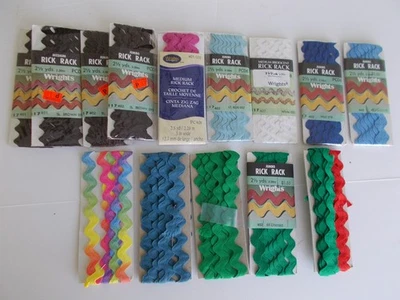 Vntg Wrights Lot of 14 Rick Rack pkgs-9 New Medium&Jumbo pkgs, 5 partial pkgs - Image 1 of 4