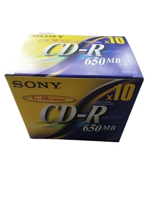 💿 Boîte de 10 CD-R Sony – 650MB – Neuf – Gravure audio / data - Photo 1/3