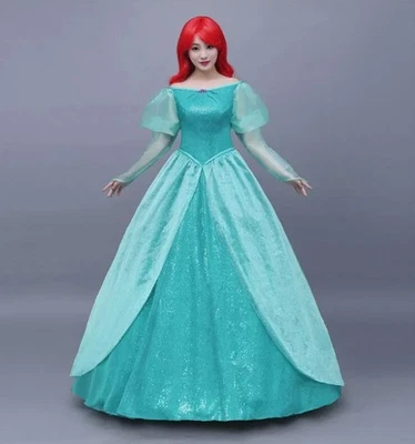 Princesa La Sirenita Ariel Disney Juegos con disfraces Disfraz Vestido Azul Peluca Foto 1 de 4