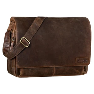 'Rick' Schultertasche Leder für 156 Zoll Laptop Umhängetasche Aktentasche Bür... - Afbeelding 1 van 5
