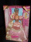 1997 Rapunzel Barbie Puppe blondes Haar auf dem Boden schönes rosa Kleid 17646 NRFB