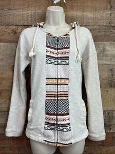 Roxy Pullover Damen Small Off White Reißverschluss vorne Strick Kapuze Surf Boho - Bild 1 von 9