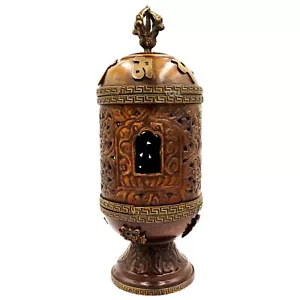 10" Nepal Tibetan Buddhist Incense Burner Tower Stand w Lid Copper Antique Décor - Picture 1 of 5