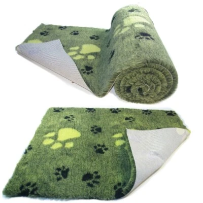 SOULPET Lime Green Large Black Paw High Grade Vet Bedding Non-Slip back Bed Fleece for