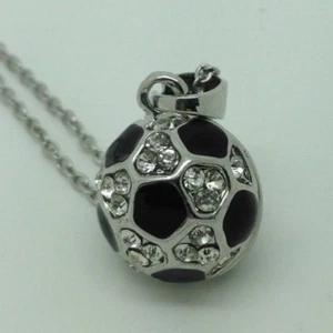 Black and White Soccer Ball Pendant 2018 World Cup With Free Silver Chain - Picture 1 of 3