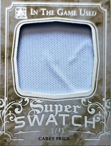 🔥#/45 CAREY PRICE Jumbo RELIC 2016 Leaf In the Game Used Super Swatch MEM ITG🔥
