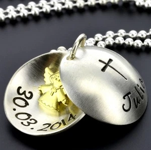 TAUFKETTE SILBER, SCHMUCK GRAVUR, TAUFSCHMUCK GRAVUR, KETTE HEILIGE TAUFE, ENGEL - Bild 1 von 3