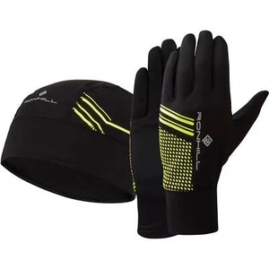 Ronhill Beanie And Glove Set Black Running Reflective Mens Womens - Picture 1 of 1