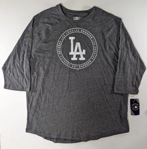 Los Angeles Dodgers Shirt Men's Size 2XL Gray 3/4 Sleeve T-shirt MLB Baseball - Picture 1 of 7