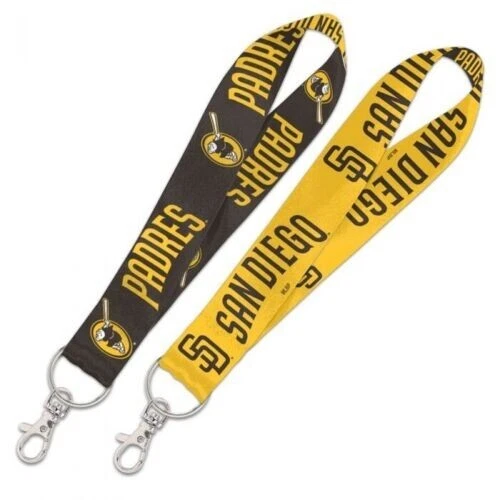 SAN DIEGO PADRES 2 SIDED LANYARD KEYCHAIN 1" WIDTH 8" LENGTH W/ METAL CLASP - Image 1 of 1