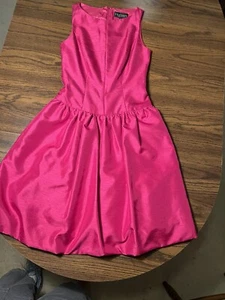 Sleeveles Fun Cocktail Dress Bright Magenta. Size 4 Chiffon Flare Layer - Picture 1 of 7