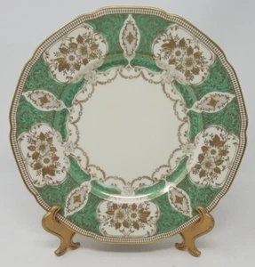 NSP Meito Dinner Plate Green Borders with Gold Encrusted Porcelain Antique - Picture 1 of 4