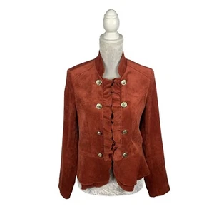 Dressbarn Burnt Orange Military Blazer Jacke Rüschen Schößchen filigran Knöpfe M - Bild 1 von 16