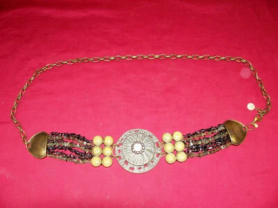 Chico's 6 Hippy Beatnik Retro Mod Bead Chain Gypsy Belt Women's Bohemian Freak  - Image 1 of 4