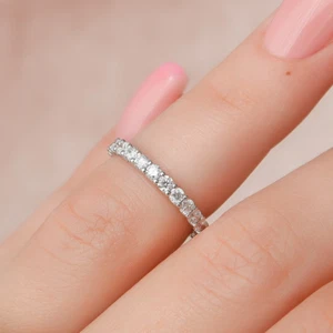 Engagement Diamond Eternity Band Lab Grown Round 1.5 Carat 18k White Gold 2.3 MM - Picture 1 of 12