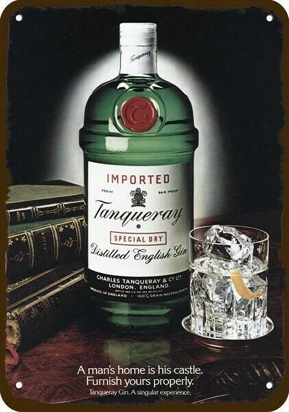 Tanqueray 1981 ginebra seca inglesa borde de aspecto vintage *Réplica decorativa de letrero de metal* Foto 1 de 1