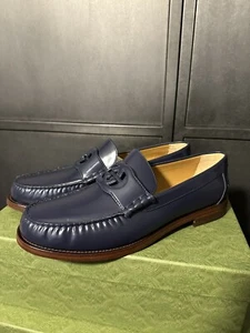 Gucci Herren GG Blau Leder Halbschuh Größe 12,5 UK/13,5 US - Bild 1 von 10